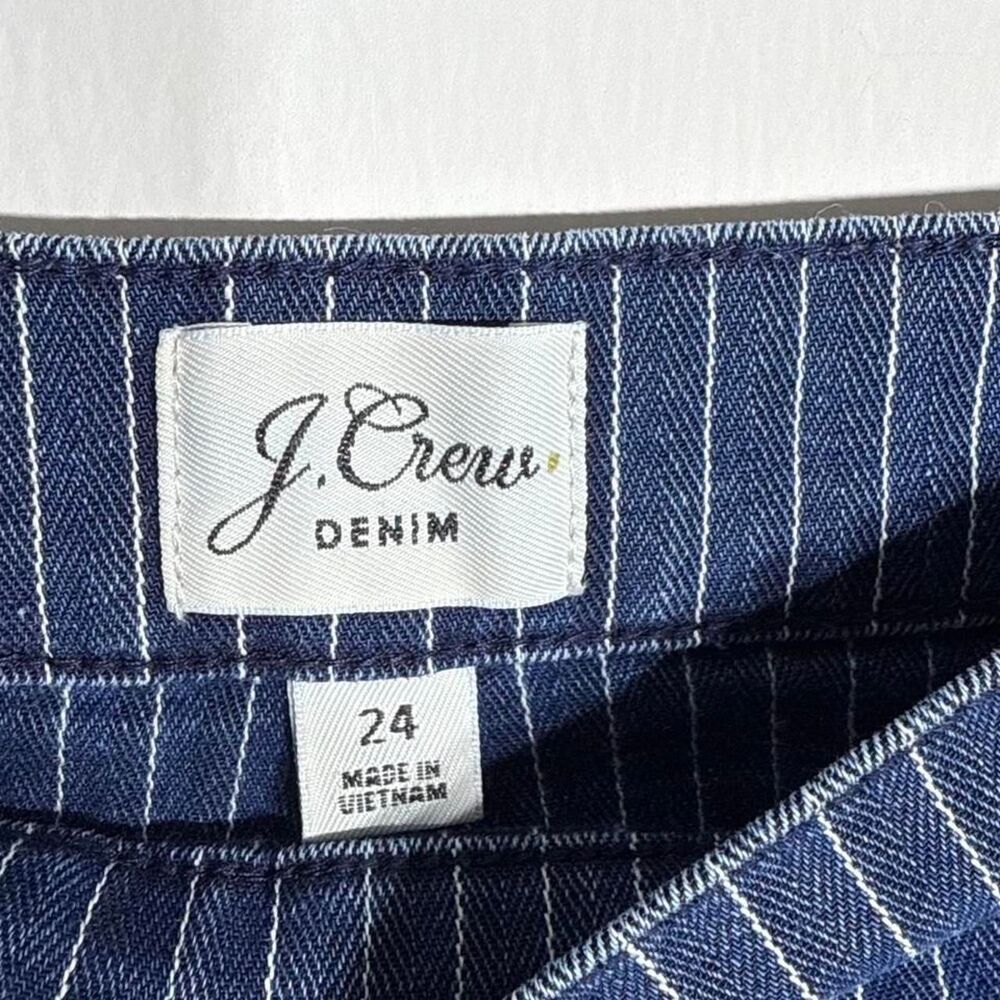 J Crew Vintage Denim Pinstripe slim wide leg trousers button closure size 24 - Picture 7 of 12